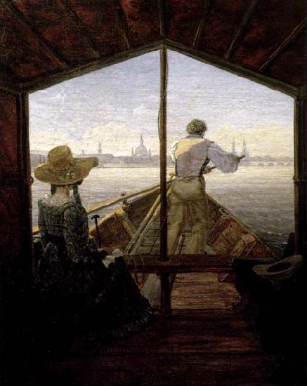 Carl Gustav Carus A Gondola on the Elbe near Dresden France oil painting art